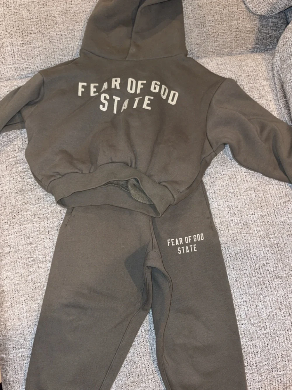 Fear of God Kids Olive Green Sweatshirt & Joggers Set